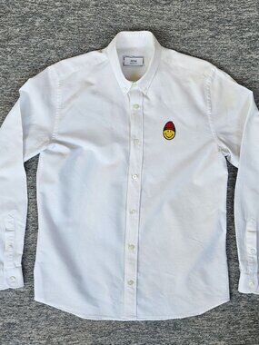 AMI Alexandre Mattiussi x Smiley Men's Size 41 White Oxford Button Down Shirt
